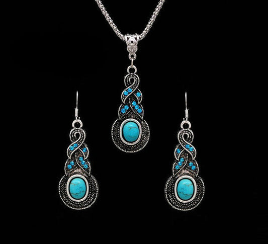 Blue Turquoise Elegance Necklace & Earring Set