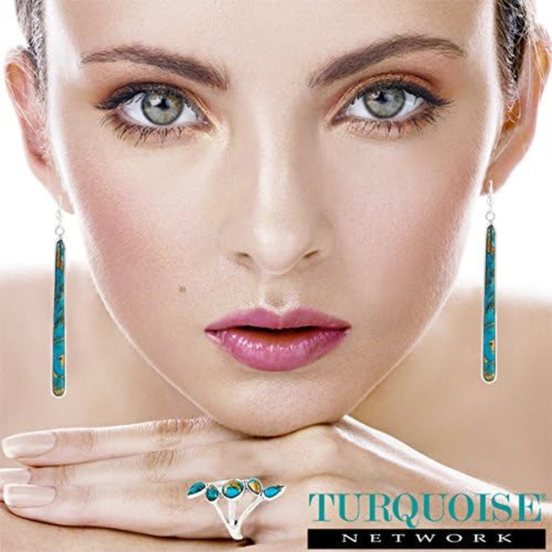Genuine Turquoise Earrings & 925 Sterling Silver 